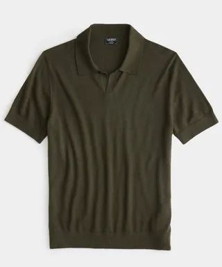 Lightweight Cashmere Montauk Polo in Snyder Olive