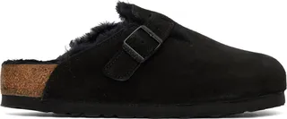 Birkenstock Black Shearling Boston Clogs