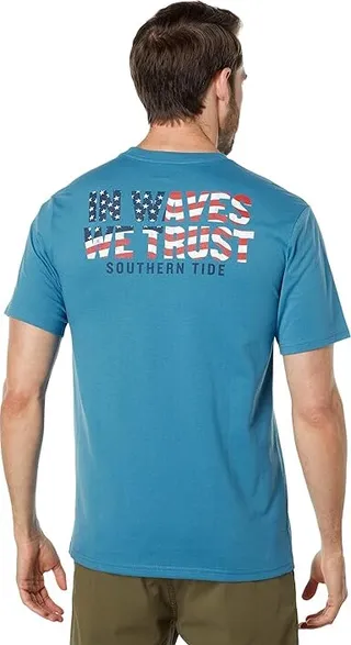 Southern Tide In Waves We Trust T-Shirt (Deep Water) Men's Clothing