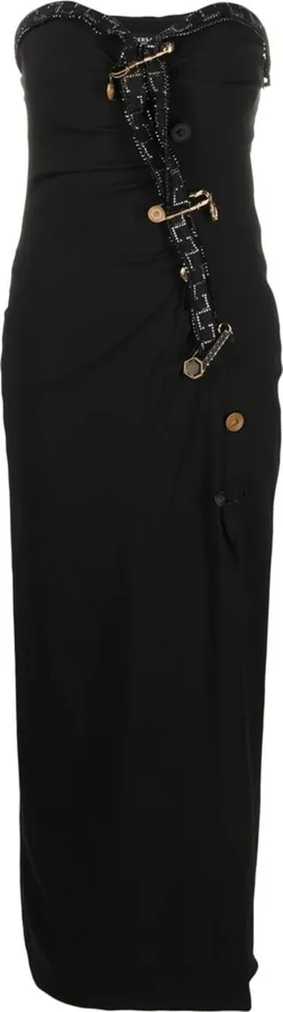 Safety-Pin Greca trim dress