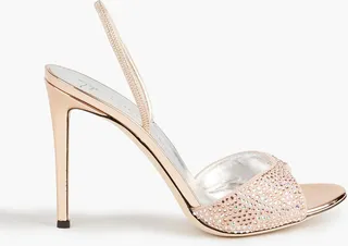 Lilibeth Starlight crystal-embellished suede slingback sandals