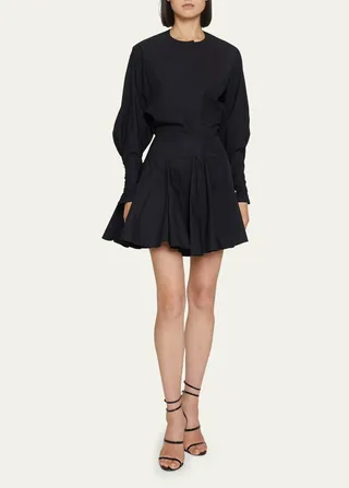Fit-Flare Poplin Mini Shirtdress