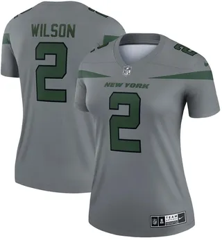 Women's Nike Zach Wilson Gray New York Jets Inverted Legend Jersey