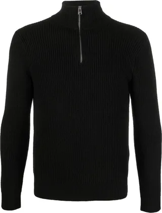 Zip-Front Funnel-Neck Jumper