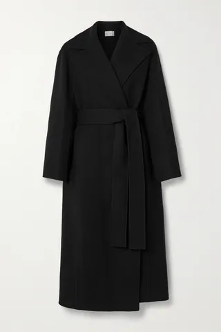 The Row - Malika Belted Wool-blend Felt Coat - Black