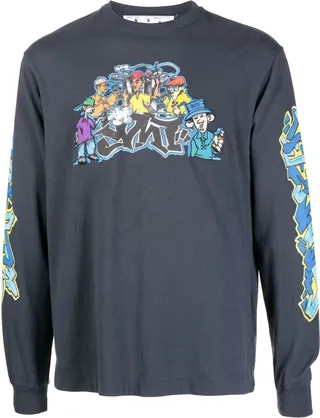 graphic-print long-sleeved T-shirt