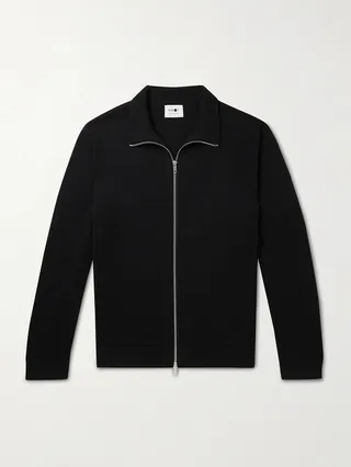 Luis Slim-Fit Waffle-Knit Zip-Up Sweater