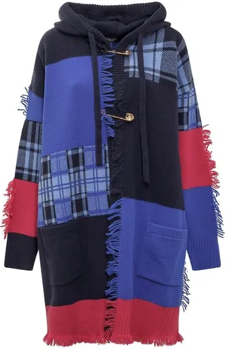 Versace Tartan Patterned Knitted Jacket
