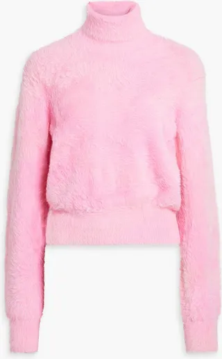 Faux fur turtleneck sweater