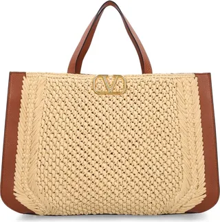 Vlogo Signature crochet raffia tote bag