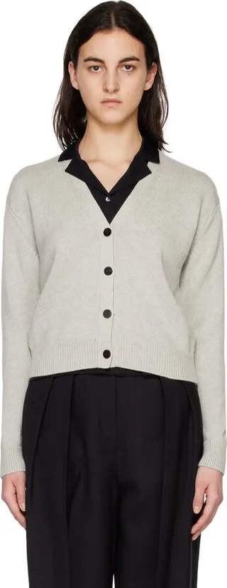 Theory Gray Y-Neck Cardigan