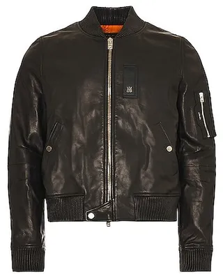 Amiri Leather Bomber in Black