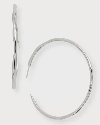 Large Squiggle Hoop Earrings in Sterling Silver