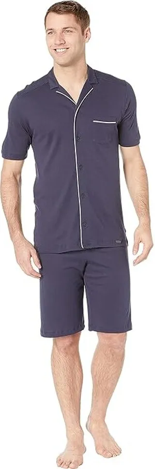 Hanro Night Day Short Sleeve Pajama (Black Iris) Men's Pajama Sets