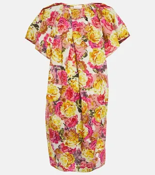 Printed cotton poplin midi dress