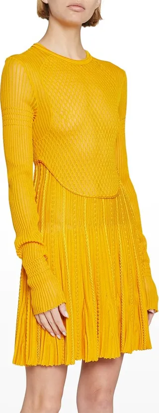 Knit Pleated Hem Mini Dress