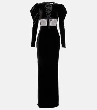 Silk-blend velvet maxi dress