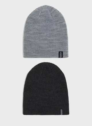 2 Pack Rib Knitted Beanies