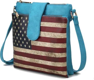 MKF Collection by Mia K Josephine Vegan Leather Women’s Flag Crossbody Bag - Blue