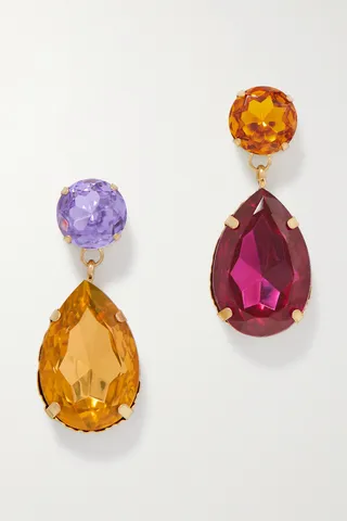 Roxanne Assoulin - Hip Hop But Not Gold-tone Crystal Earrings - Orange