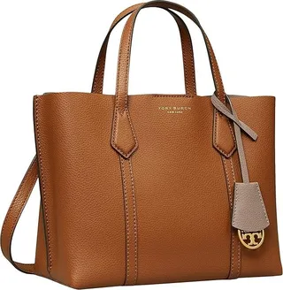 Tory Burch Perry Small Triple Compartment Tote (Light Umber) Tote Handbags