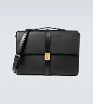 Grained leather T clasp briefcase