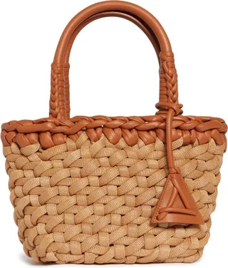 Icon small raffia tote bag