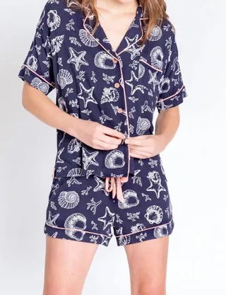 Shell Yea Pj Set in Navy