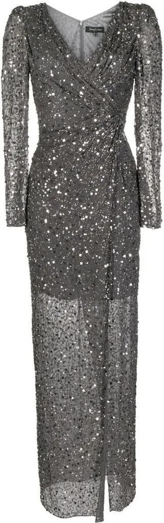 sequin-embellished V-neck gown