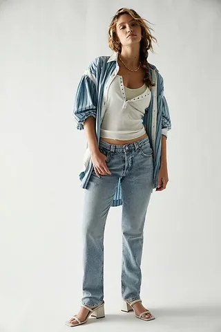CRVY Siren Low-Rise Straight Jeans by We The Free at Free People