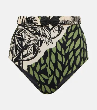 High-rise printed bikini bottoms
