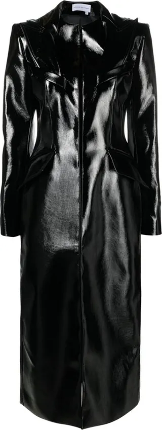 Black Faux Leather Coat