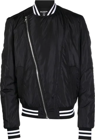 Black Logo Print Bomber Jacket