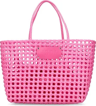 Logo braided tote bag