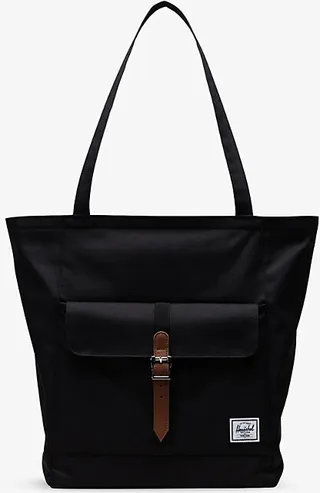 Womens Black Retreat Heritage-logo Woven Tote bag