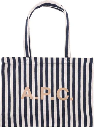 Canvas shoulder bag with striped motif