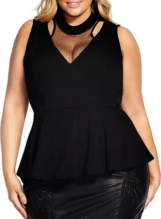 Plus Lady Marmalade Womens Mock Neck Illusion Tunic Top