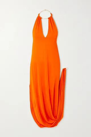Cult Gaia - Luna Embellished Draped Stretch-jersey Gown - Orange