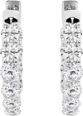 14K White Gold Lab Grown Diamond Hoop Earrings