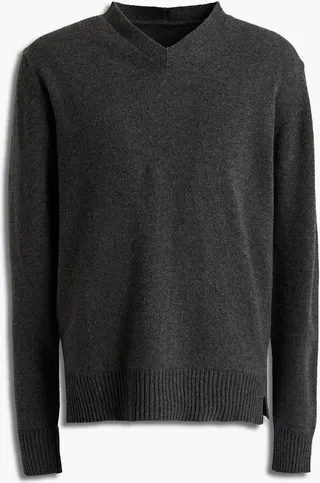 Mélange cashmere and wool-blend sweater