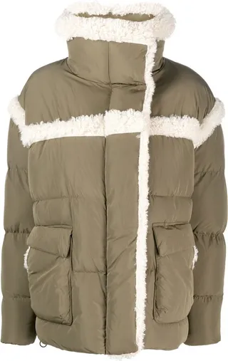 Faux Shearling-Trim Padded Coat