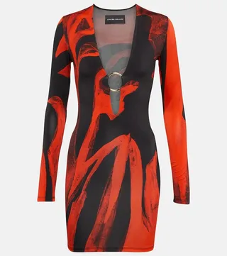 Helios printed mesh minidress