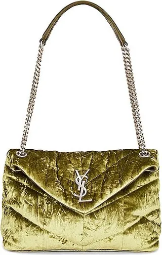 Saint Laurent Small Puffer Chain Bag in Green