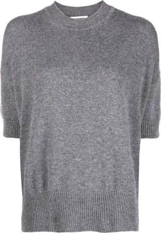 Short-Sleeve Cashmere Knit Top