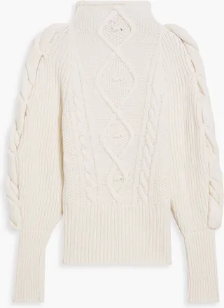 Cable-knit wool turtleneck sweater