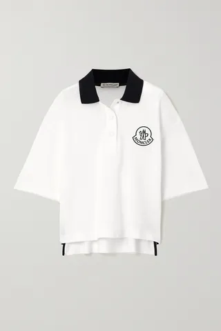 Moncler - Appliquéd Cotton-piqué Polo Shirt - White