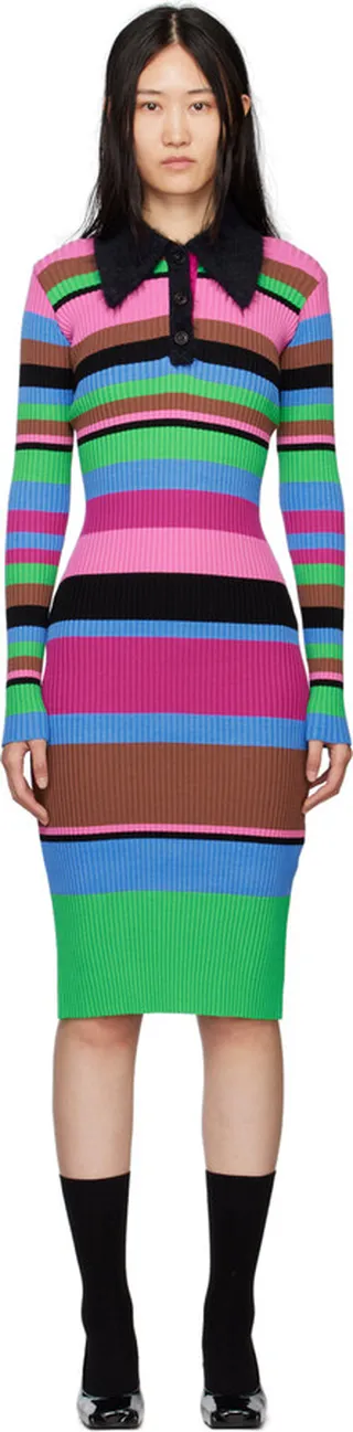 Andersson Bell Multicolor Stripe Polo Midi Dress