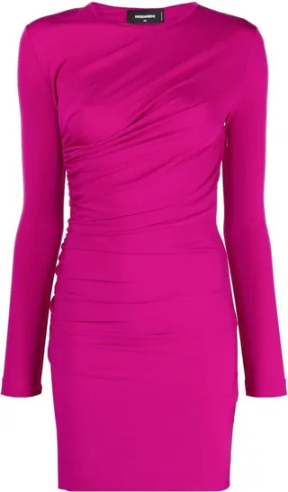 Pintucked Long-Sleeve Minidress
