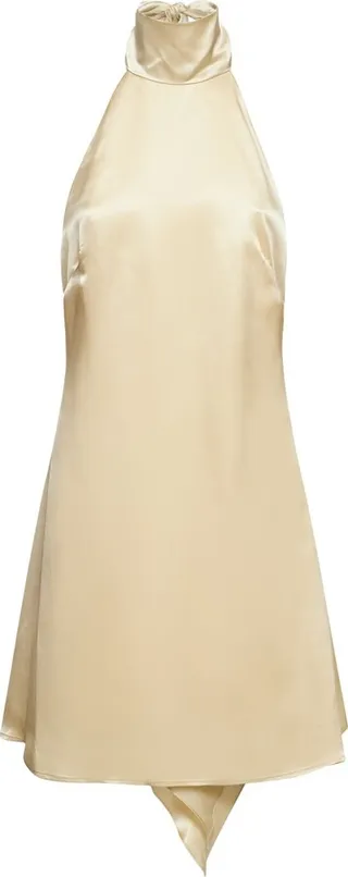 Reed cupro satin halter neck mini dress