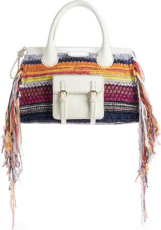 Medium Edith Linen & Leather Satchel